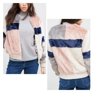 ASOS Curve Jacket in Patched Faux Fur Size 24